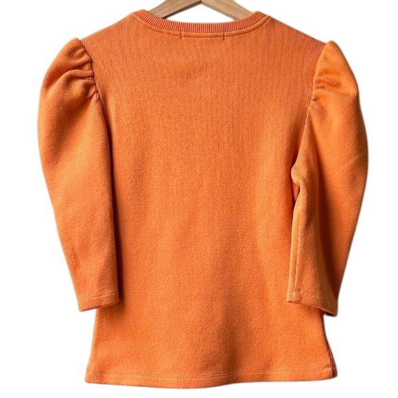 Johnathan Simkhai Orange Recycled Ribbed Puff 3/4 Sleeve Knit Sweater Top Sz S - Picture 6 of 11